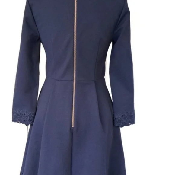 Ted Baker Emey Fit And Flare Lace Cut Navu Blue Dress - Picture 3 of 6
